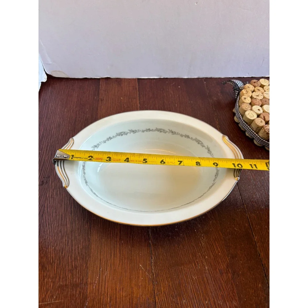 Noritake Crestmont 6013 Oval Vegetable Serving Bowl Gold Trim Japan China 10.5in